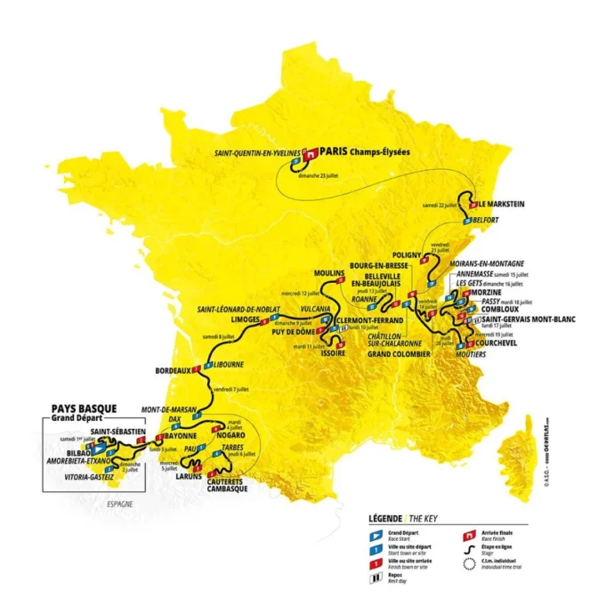 Mapa Tour de Francia 2023