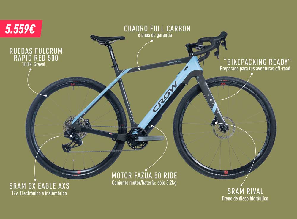 Bicicleta eléctrica Gravel Crow GRAVITAL UL 2 AXS