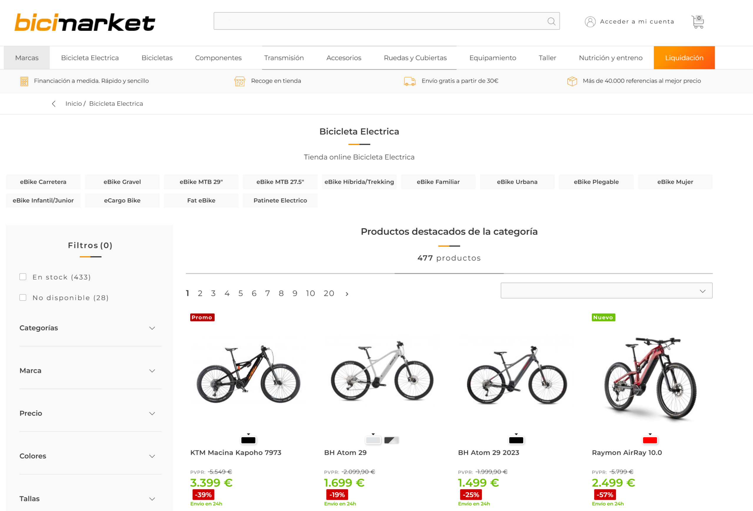 Bicicletas Eléctricas disponibles en Bicimarket.com